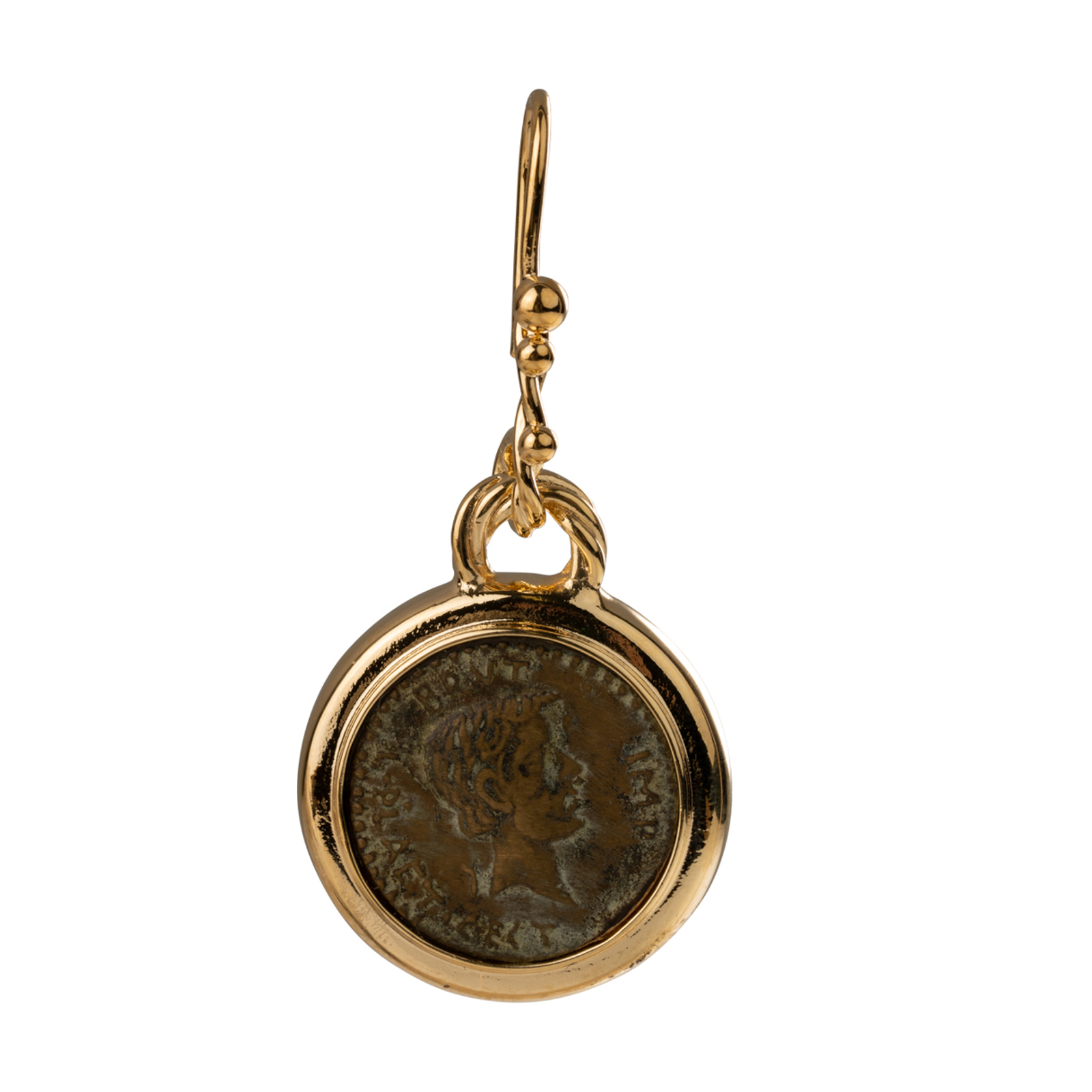 Orecchini in bronzo con moneta anticata