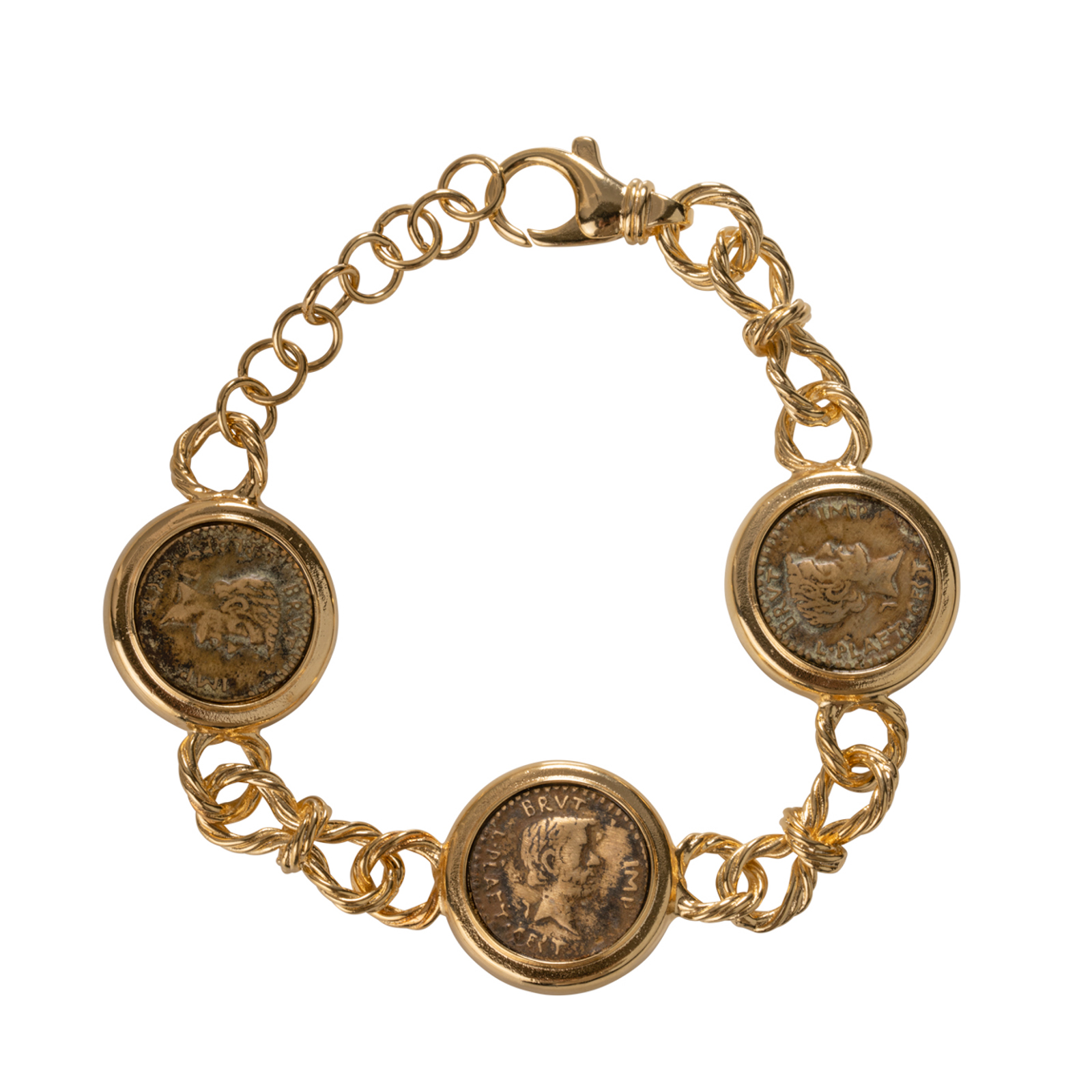 Bracciale in bronzo con 3 monete anticate