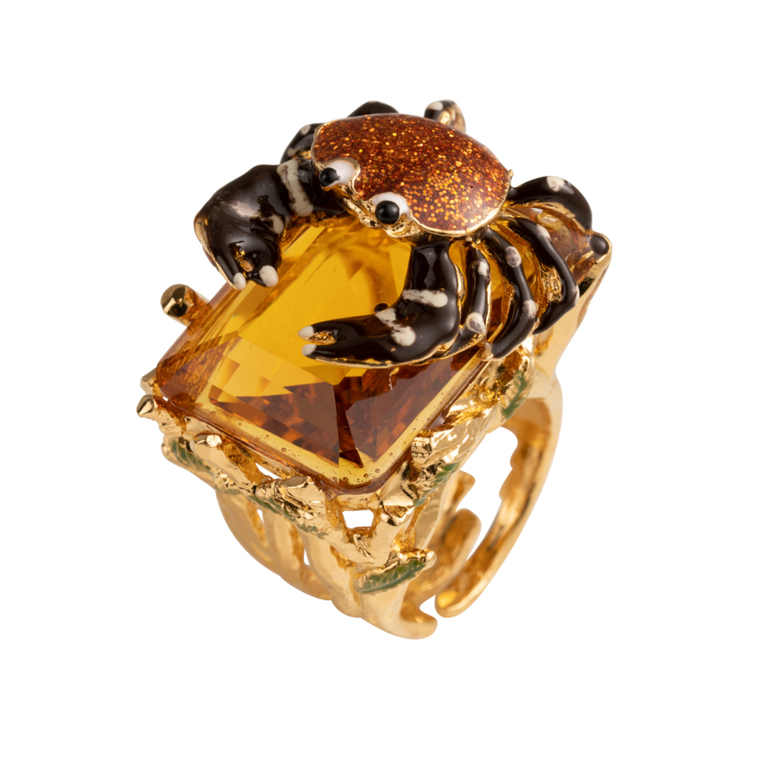 Luxshiny Anello Donna In Pietra Naturale Irregolare - Chakra Cristallo Placcato Oro - Design Unico