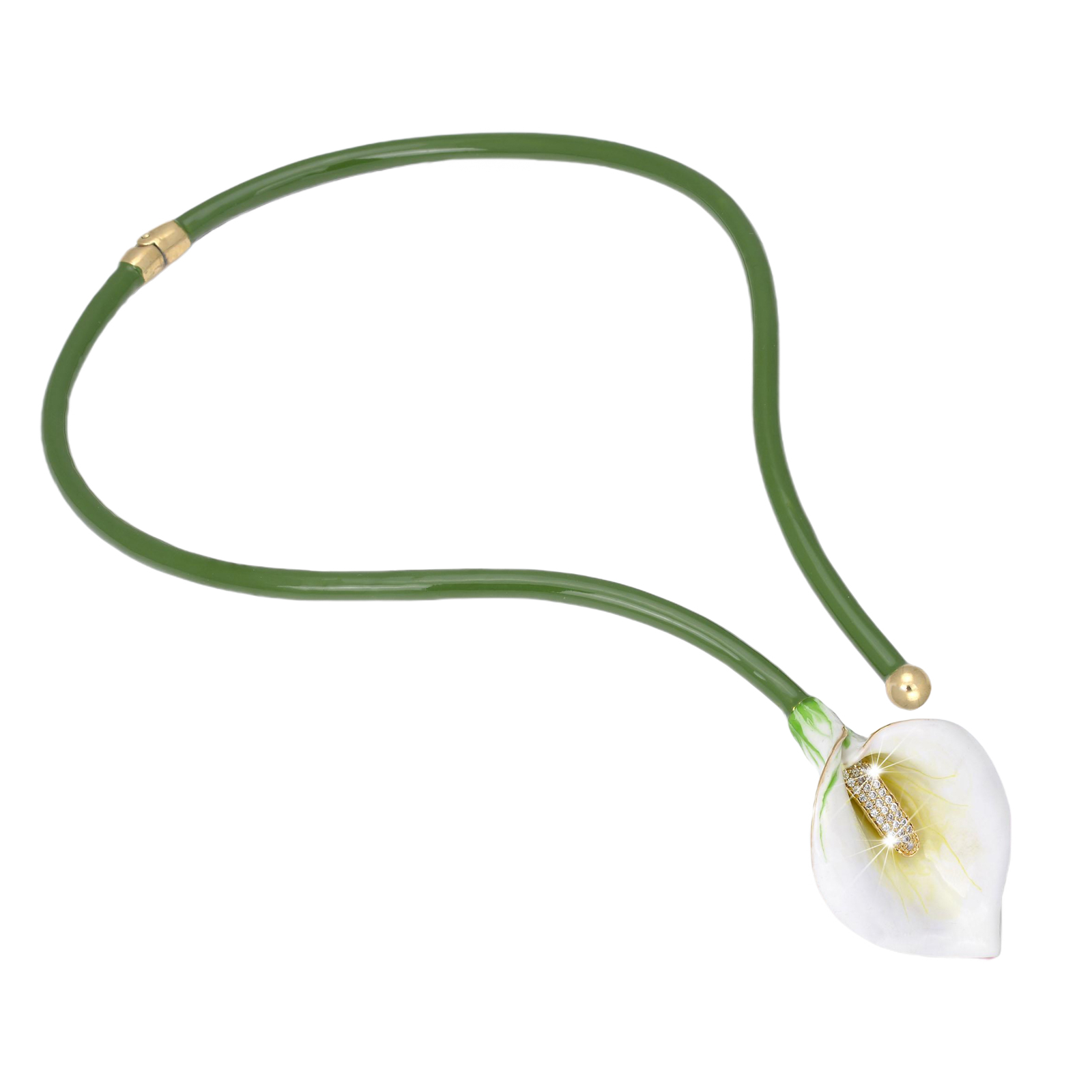 Collana rigida calla color bianco sfumatura interna giallo