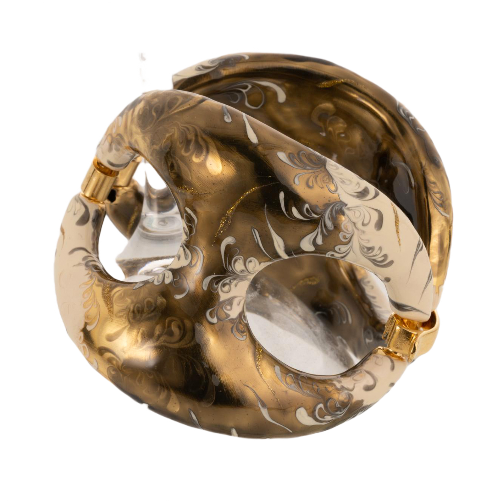 Bracciale cioccolato maglia marina in bronzo elettroformata placcato in oro