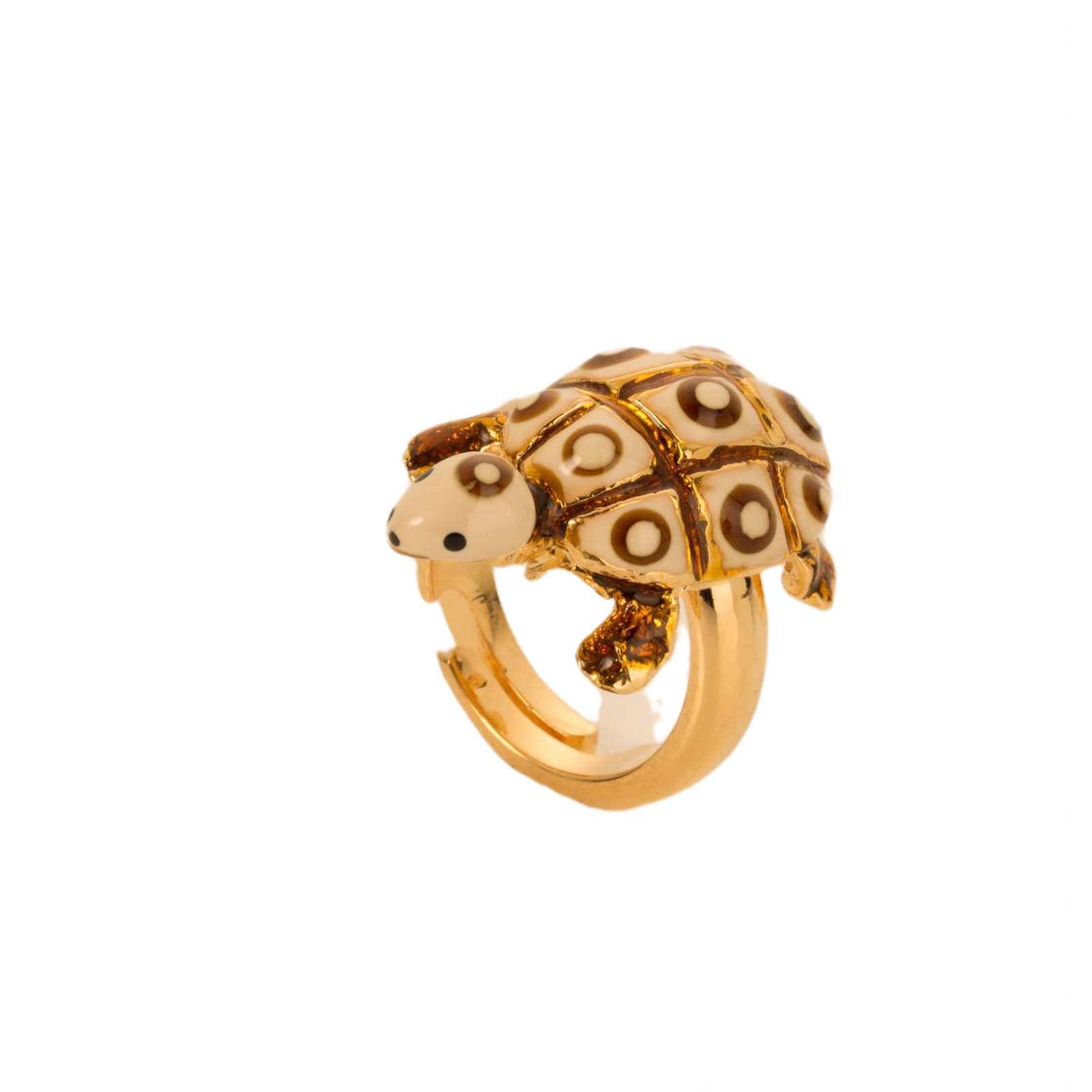 Anello regolabile con tartaruga placcato in oro 18Kt