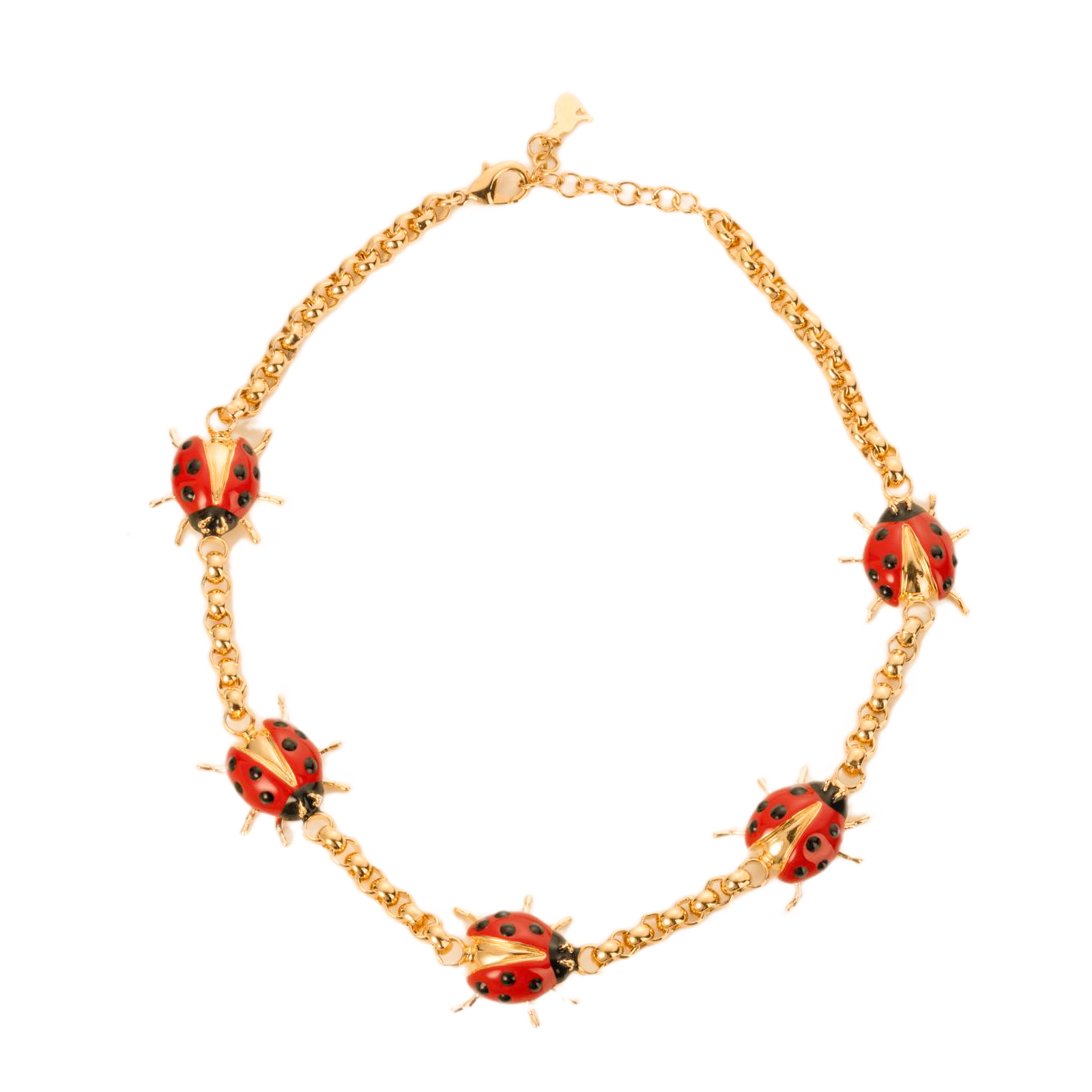 Collana con 5 coccinelle placcata in oro 18Kt 