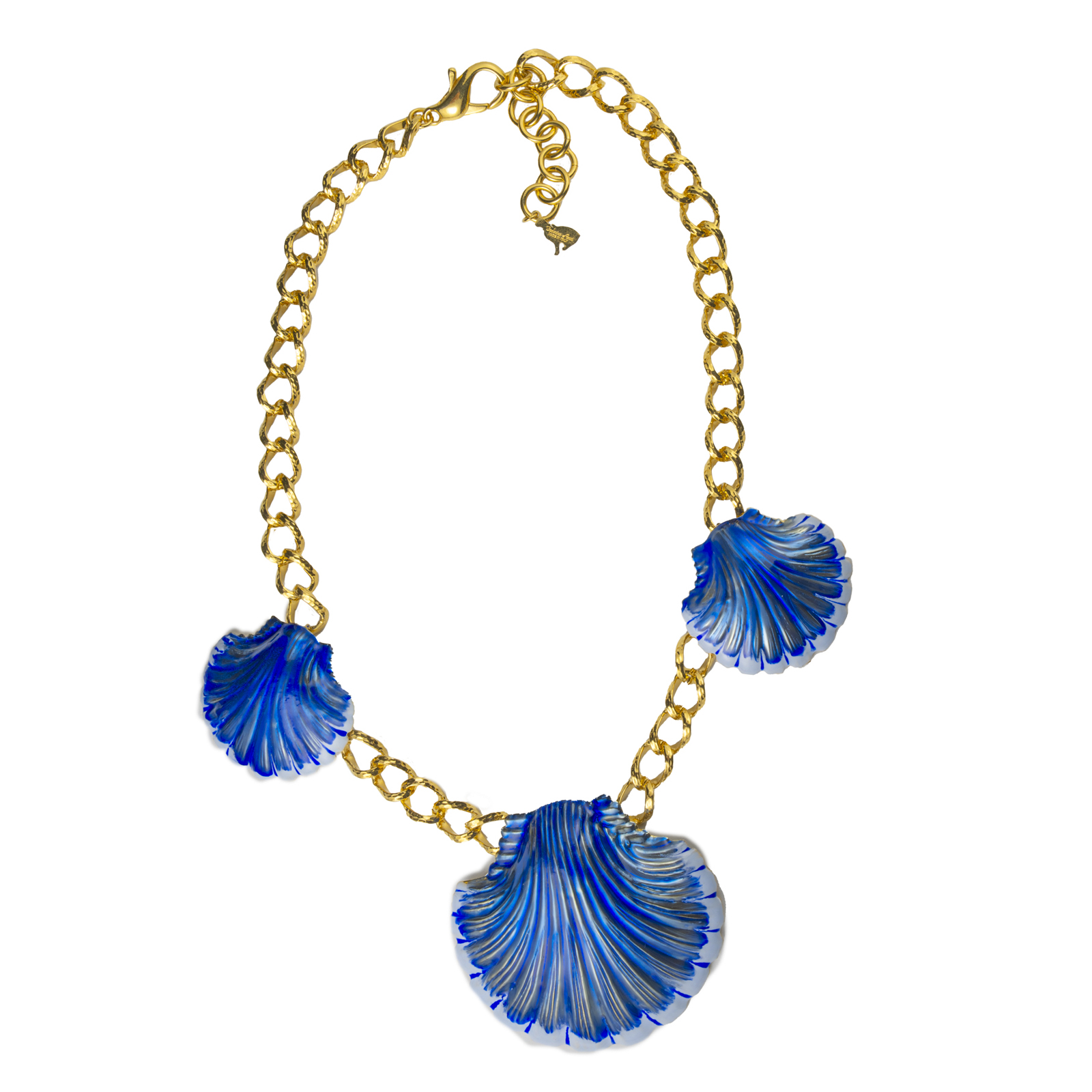  Collana con 3 conchiglie smalto color blu