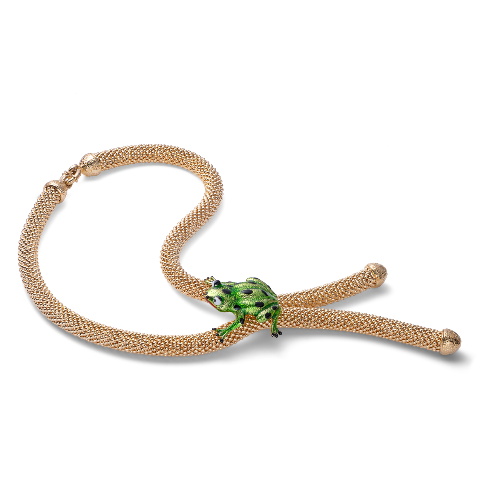 Collana con rana smaltata placcata in oro 18Kt 